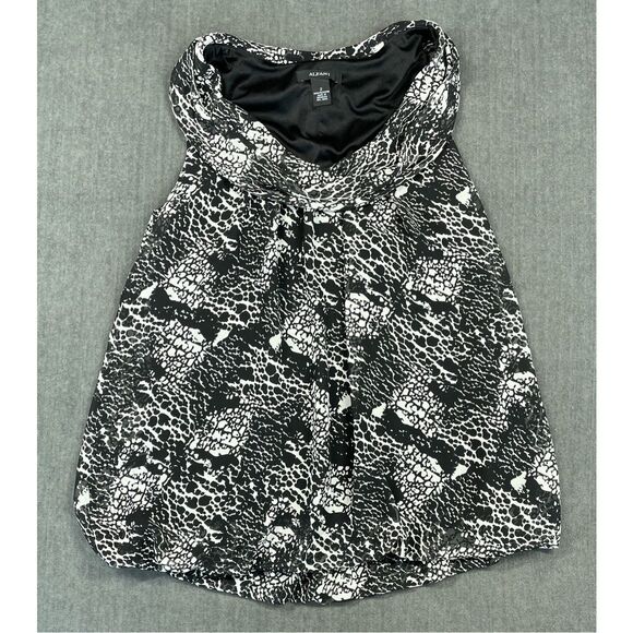 Animal Print Cowl Neck Sleeveless Top Alfani Women 2 Black White Party Blouse - Picture 1 of 8